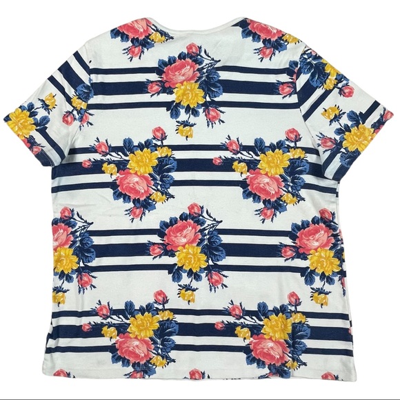 White Stag Xl white & blue stripes, floral design, short sleeve scoop neck - Picture 7 of 10